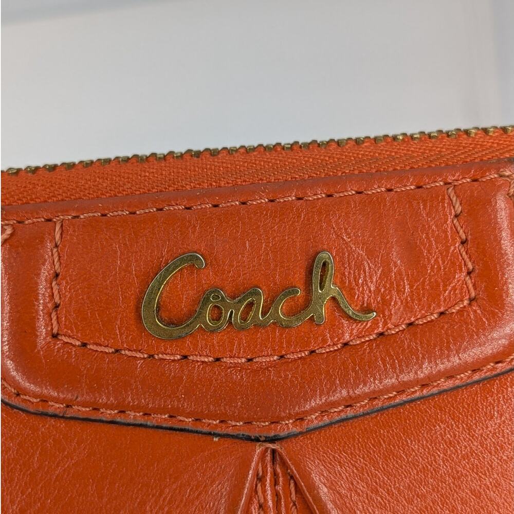 Coach Ashley Vintage Wallet Coral Orange Leather Zip Around Organizer Y2K - Picture 3 of 16